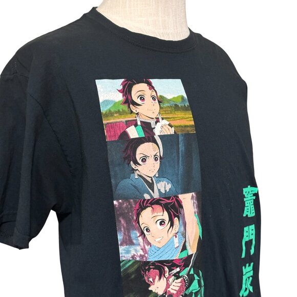 Demon Slayer T-Shirt - Tanjiro Kamado - Size Large -Black - Anime Panel Design - Picture 1 of 10